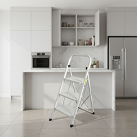 Offre à Durée Limitée : Échelle Pliante en Acier Carbone à 3 Marches Antidérapante avec Main Courante, Capacité 150 kg, Conforme EN 131, Moderne, pour Extérieur, Supermarché, Salle de Bain