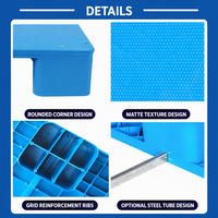 Palette en plastique HDPE à neuf ou quatre pieds, palette solide pour entrepôt, compatible avec les chariots élévateurs et les transpalettes