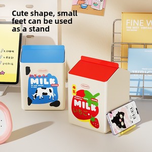 Poubelle de bureau à couvercle pivotant, mini table basse avec couvercle, poubelle mignonne pour voiture, chambre ou comptoir avec support pour téléphone portable - Product Image 3