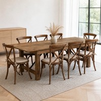 Table à manger pliante en bois massif de style farmhouse pour hôtel, restaurant, banquet, mariage, événements, fête