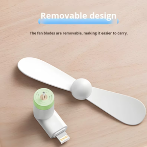 พัดลมมือถือขนาดเล็ก 3-in-1 คุณภาพสูง มอเตอร์ไร้แปรงถ่าน ดีไซน์กะทัดรัด ผลิตจากพลาสติก สำหรับอุปกรณ์ <span class=keywords><strong>Apple</strong></span> Android และ Type-C - Product Image 3