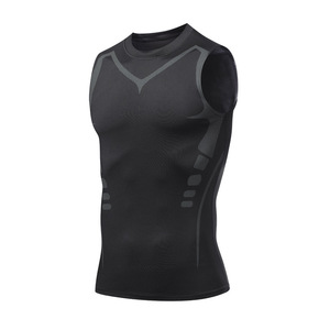 <span class=keywords><strong>T</strong></span>-<span class=keywords><strong>shirt</strong></span> <span class=keywords><strong>sans</strong></span> manches de compression pour hommes 180g tricoté avec logo personnalisé débardeur technique de <span class=keywords><strong>sport</strong></span> au design solide pour l'entraînement décontracté athlétique - Product Image 5