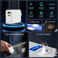Schitec EU CE pengisi daya ponsel USB, pengisi daya Cepat 45W 2 port tipe A + C 40W untuk pengisian daya ponsel samsung