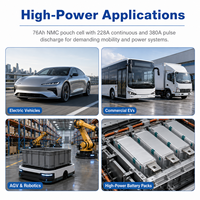 Misen E76 3.7V 76Ah NMC Pouch Cell 281.2Wh 3C Kontinu 5C Pulsa Daya Tinggi Baterai Li-ion untuk EV AGV Robotika Penyimpanan Energi