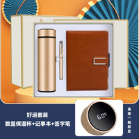Botol termos Stainless Steel, cangkir termos Set 3 buah dengan pena Notebook kotak hadiah termos Stainless Steel hadiah bisnis