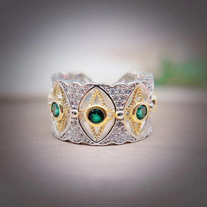 Vintage Two Tone Venice Tears Earrings <b>Women</b> Moon Eye <b>Ring</b> <b>Set</b> Fashion Court Style Jewelry Elegant Statement <b>Set</b> - Product Image 2