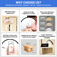 Lampe de Table à Ongles LED Professionnelle avec Contrôle Tactile, Lampe de Manucure de Bureau de 23 Pouces à Luminosité et Température de Couleur Réglables