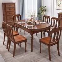 Ensemble de table à manger moderne en bois massif, table pliante extensible pour salle à manger avec 4, 6 ou 8 chaises