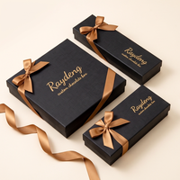 Boîte d'emballage personnalisée pour chocolats, boîte cadeau rigide noire avec inserts de séparation, boîte avec logo personnalisé pour cadeaux de truffes au chocolat