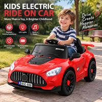 Voiture électrique pour enfants avec télécommande, double propulsion, lumières LED, musique, plastique, quatre roues, pour les enfants de 2 à 7 ans