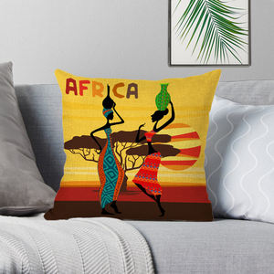 Funda de cojín decorativa de los <span class=keywords><strong>pueblos</strong></span> indígenas de las mujeres de la tribu africana para el sofá del coche hogar 45x45cm - Product Image 3