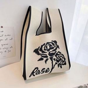 Free Sample Fashion <b>Cute</b> Knitted Handbag Casual Women Knot Wrist Knitted Tote Bag Mini <b>Purse</b> - Product Image 2
