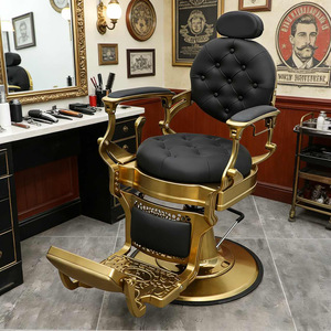 Classic Professional Retro Hairdressing Salon Furniture Durable Barber Shop Black White Gold Green Red Washing Barber Chair. - Product Image 1