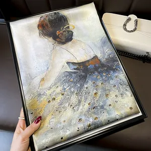 Écharpe en soie véritable de luxe de haute qualité 70*70cm, écharpes carrées, cadeaux haut de gamme pour femmes YKH0010 - Product Image 2