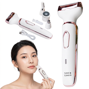 Épilateur rechargeable 4-en-1 avec chargement USB, blanc et or rose, appareil d'épilation pour femmes, usage domestique - Product Image 1