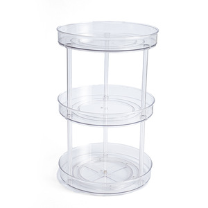 Transparent Pet <b>Plastic</b> 3 Tier Rotating <b>Shelf</b> Kitchen Spice Organizer Storage Rack Round Standing Type 360 Degree Rotation - Product Image 3