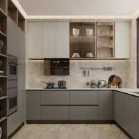 Cuisine modulaire au design moderne avec portes en bois massif, personnalisation écologique, armoires de cuisine pour salle à manger