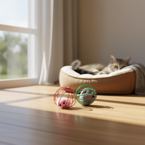 Juguete para Gatos Yommy, Pelota con Ratón en el Interior, 6 cm de Diámetro, Juego Interactivo para Mascotas - Product Image 3