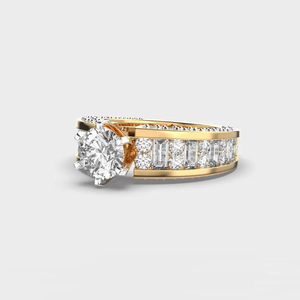 Anillo de Compromiso con Diamante Cultivado en Laboratorio de 1 Quilate, Oro Amarillo de 14K, Banda Ancha Estilo Baguette, Joyería Fina para Novia, Estilo Hip Hop, para Mujer, APRICOT JEWELS - Product Image 2