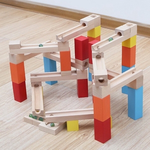 Early Educational Hand-eye Coordination Wooden 54pcs <strong>Marble</strong> <strong>Run</strong> Construction Blocks <strong>Toy</strong> for Kids Gifts - Product Image 3