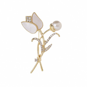 Broche en forme de fleur tendance en alliage plaqué or avec strass en cristal de tulipe, pour femme, de luxe, de haute qualité, pour mariage, fiançailles, fête, cadeau - Product Image 1