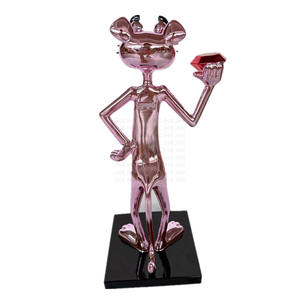 تمثال النمر الوردي من الكروم بالحجم الطبيعي لهدايا أعمال نحت فن البوب وديكور المنزل والطلاء بالراتنج - Product Image 2