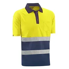 Polo - HVS620YDN S London - Colore: Giallo fluorescente/blu - Tessuto sportivo "Eye Bird". Traspirante, assorbe l'umidità. - Product Image 2