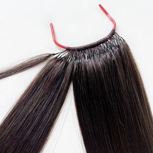 新しい韓国市場の羽かぎ針編みチップなしナチュラルバージンヒューマンレミーヘアエクステンションマシン織り - Product Image 5