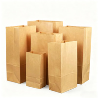 Sac d'emballage alimentaire jetable en papier kraft brun résistant à l'huile, personnalisable, avec fond plat pour la cuisson du pain et le stockage au réfrigérateur