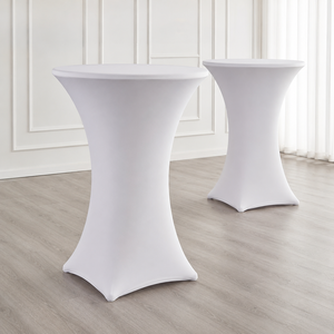 Wholesale 300GSM Thick White Cocktail Round Spandex <b>Table</b> <b>Cover</b> Stretch Fitted Eco-Friendly <b>Waterproof</b> Wedding Use - Product Image 1