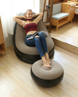 Fauteuil Gonflable de Qualité Supérieure avec Pompe Offerte, Canapé d'Air en PVC Floqué avec Repose-Pieds