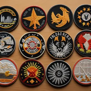 Kostenlose Proben individuelle Stoffjacke Kleidung bestickt Patch Patches Stoff Kappen Abzeichen Bügel Stickerei-Ausweis