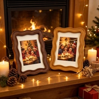 Cadre photo de table Ludaye en bois massif ondulé et courbé, fait main, écologique, durable, créatif, impression Giclée personnalisée, décoration en bois naturel