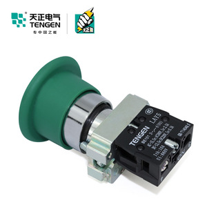 Tengen Mushroom Head <b>Push</b> <b>Button</b> <b>Switch</b> LAY5-BC31 Green 22-Hole Self-Reset IP40 - Product Image 3
