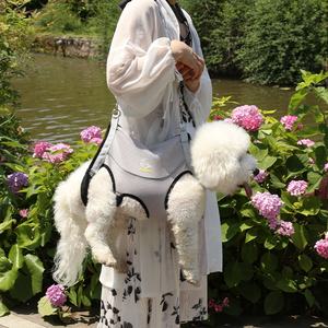 Modieuze, ademende polyester hondenharnas met gevoerde riem en stevige mesh rugzak voor honden met zwakke achterpoten - Product Image 4