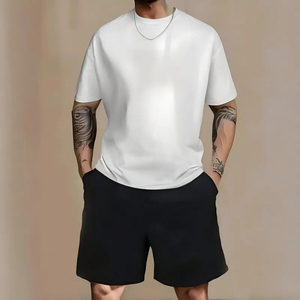 Conjunto de 2 piezas para hombre con estampado divertido de trasero de animal y la frase 'Don't Be An-Asshole', compuesto por camiseta oversize y pantalones cortos con cordón. - Product Image 5