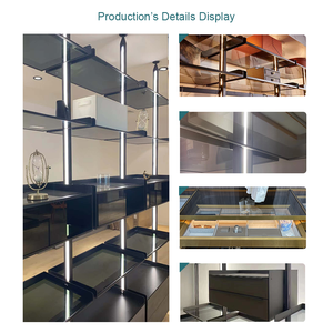 Armario Moderno Personalizado con Diseño Moderno, Cajones Pequeños, Puerta Corredera, Caja <span class=keywords><strong>de</strong></span> Almacenamiento, Barras, Armario <span class=keywords><strong>de</strong></span> Aluminio con Poste LED <span class=keywords><strong>para</strong></span> <span class=keywords><strong>Ropa</strong></span> - Product Image 5