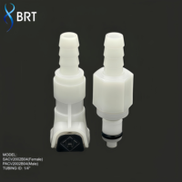 Raccords de tuyauterie en plastique BRT, raccord rapide mâle à valve 1/4 pouce pour gonfleur de pneus et ballons, corps en POM, joint torique EPDM