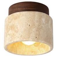 Plafonnier en travertin avec design moderne de style rétro crème, IP65 LED pour couloir, balcon, entrée