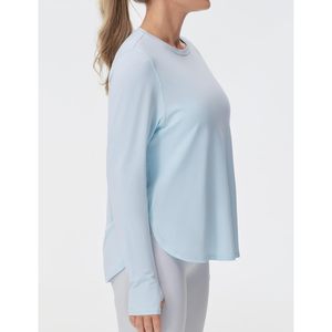 Camiseta Deportiva de Manga Larga para Mujer, Ligera, de Algodón, Cuello Redondo, para Yoga, con Orificios para los Pulgares - Product Image 3