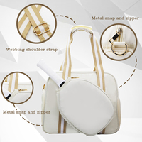 Sac de sport portable beige grande capacité pour le tennis et le pickleball, idéal pour raquettes, sac fourre-tout bandoulière personnalisé