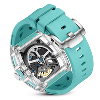 Montre automatique squelette haut de gamme pour homme, boîtier transparent en PC, étanche, montres-bracelets pour homme, Montre Homme Automatique