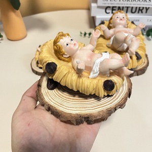 Figurine religieuse en résine du Bébé Jésus dans le berceau, sculpture pour la maison et l'église, artisanat de Noël WTE-PC1-1377 Exquisite L - Product Image 6