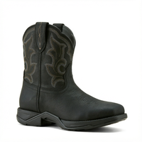 Bottes de travail imperméables en cuir véritable, hauteur mi-mollet, style western