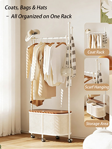 Nouveau modèle 2025 : <span class=keywords><strong>Porte</strong></span>-vêtements autoportant pour chambre, panier à linge, étagère de rangement, support à vêtements portable et compact, <span class=keywords><strong>porte</strong></span>-<span class=keywords><strong>manteau</strong></span> pour salon - Product Image 5