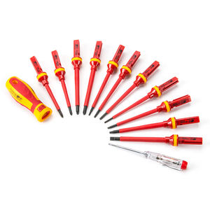 VDE Set alat tangan pemotong listrik, 13 buah alat perbaikan baja Vanadium krom 1000V casing keras OEM GS - Product Image 6
