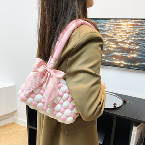 Bolsa de material DIY tejida a mano con tablero de ajedrez, bolsa de nube cosida a mano, hilo islandés hecho a sí mismo, regalo creativo - Product Image 4