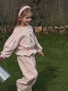 Ensemble de vêtements pour bébé fille, 2 pièces, design coréen d'hiver, broderie florale, chemise et pantalon, pour nourrissons, tout-petits, enfants, vente en gros - Product Image 5