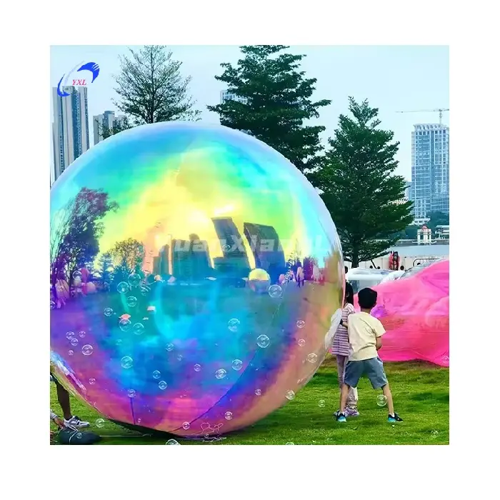 Bola de espejo de discoteca de fiesta colorida personalizada, globo de espejo colgante, bolas de espejo inflables gigantes para Decoración