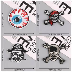 Wholesale Personalized Iron on Hand Embroidery Patches Custom Patch Embroidered Skull Biker for Hat - Product Image 5